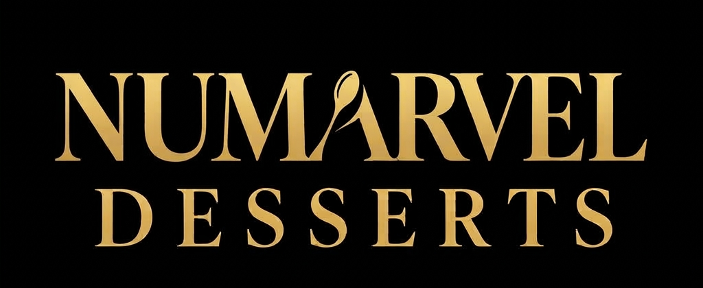 Nu Marvel Desserts gold logo on black